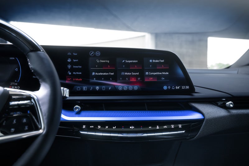 The 2026 OPTIQ-V Display Screen Displaying the V-Mode Settings | Scott Cadillac in Allentown PA