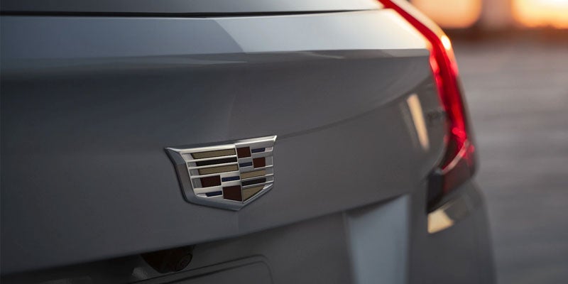 Emblem on the back of a Cadillac car